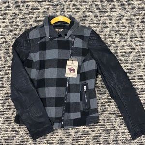 Plaid and Leather Bomber
